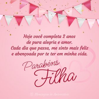 Parabéns para filha de 2 anos