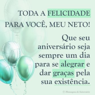 As felicitações de aniversário para o neto